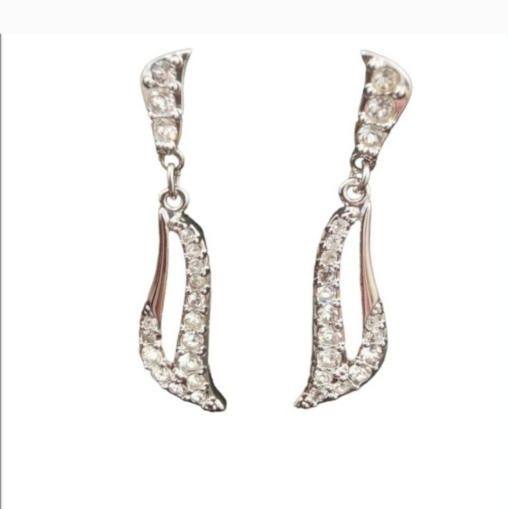 Swarovski Swoop Elegant Silver Crystal Drop Earrings